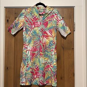 TAIL Athletic Golf Tennis Sport Dress Tropical Palm Print Zip Pockets Womens M